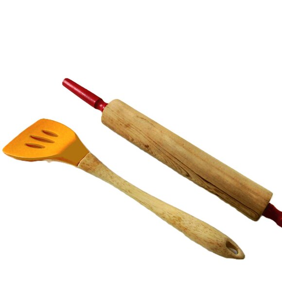 Toyola Slotted Spatula & Vtg Rolling Pin - Picture 13 of 13